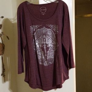 XXL burn-out long sleeve T Shirt w foil graphic